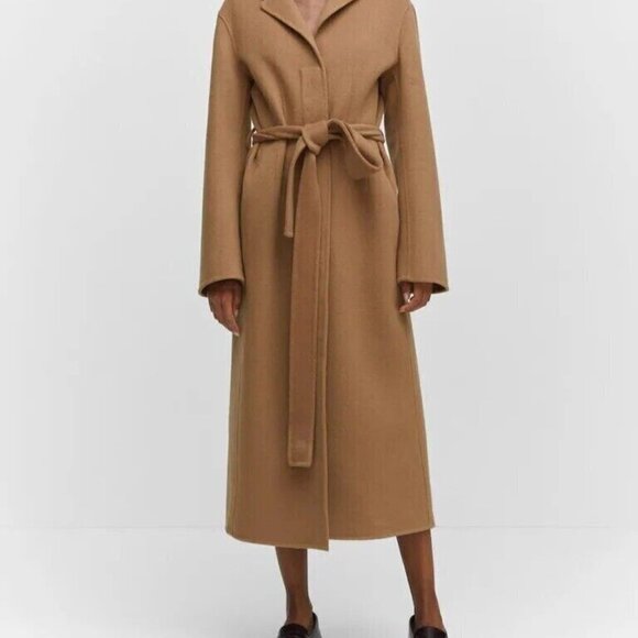 Mango Wool coat with handmade belt Medium Brown Women's Size XS 57006721 - Picture 2 of 12